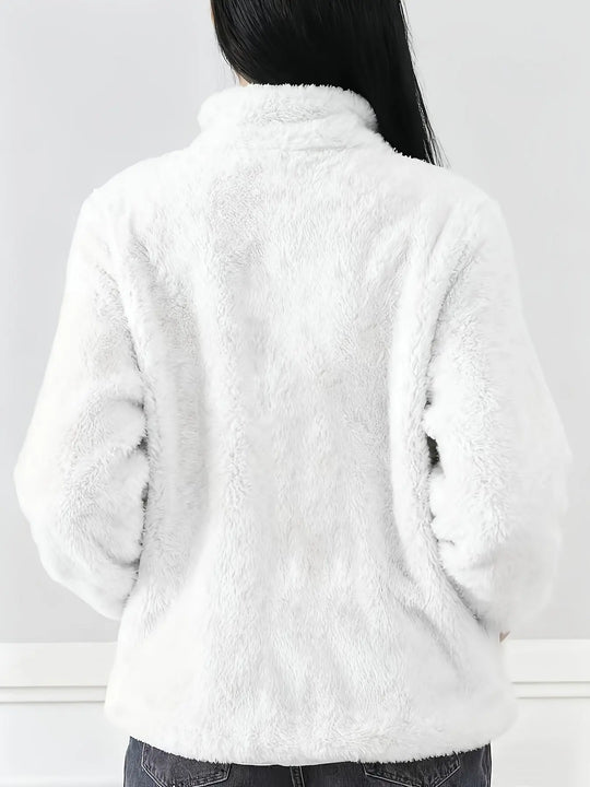 Women'S Light Fleece Jacket - Cozy Winter Coat with Stand-Up Collar, Zipper Closure, Long Sleeve Casual Outerwear for Cold Weather, & Color Block Design, Casual Outerwear|Cozy Winter Jacket, Ladies Winter Coats MedSurgery Store For Digital Health