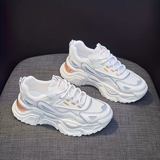Women's Breathable Mesh Platform Sneakers, Casual Lace Up Outdoor Shoes, Comfortable Low Top Running Shoes MedSurgery Store For Digital Health