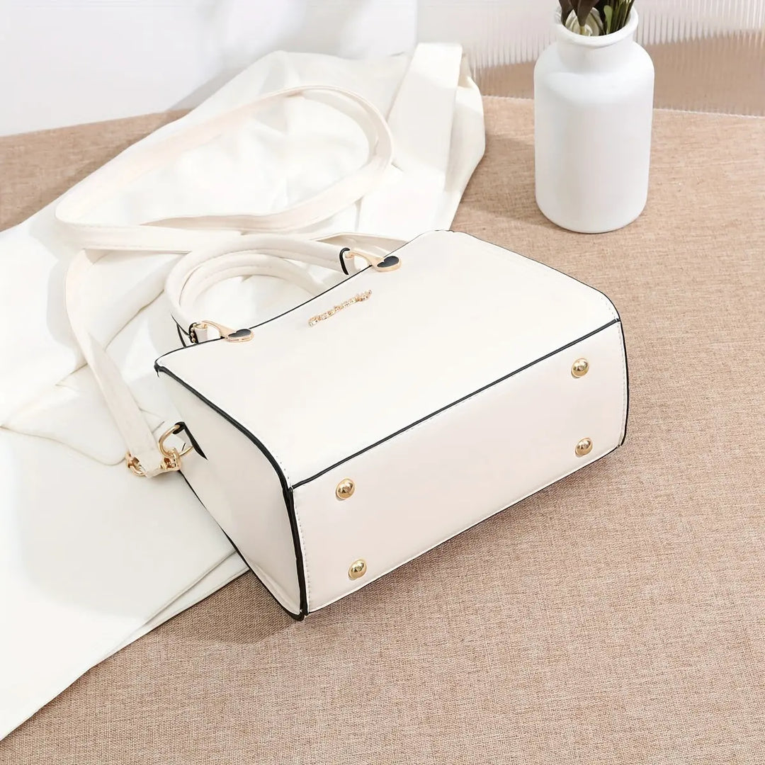 Fashion Solid Color Handbag, Multi Layer Crossbody Bag, Women's Satchel Purse With Pompom Ball Charms MedSurgery Store For Digital Health