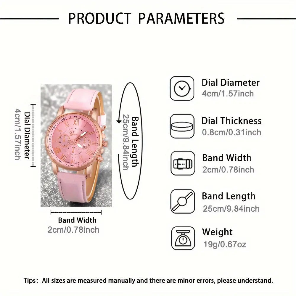 3pcs Elegant Roman Quartz Women's Watches - Fashionable Round Dial with Faux Leather Strap, Perfect Gift Idea MedSurgery Store For Digital Health