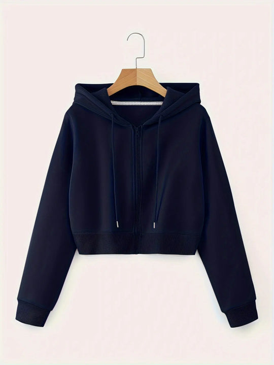 Women'S Casual Hooded Zip-Up Sweatshirt - Long Sleeve, Solid Color, Front Pockets, Regular Fit, Casual Chic Style for Fall/Winter, Casual Wear | Hooded Sweatshirt | Zippered Closure, Sweater Hoodie MedSurgery Store For Digital Health