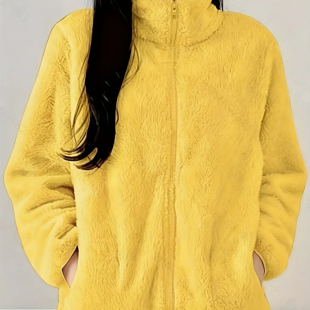 Women'S Light Fleece Jacket - Cozy Winter Coat with Stand-Up Collar, Zipper Closure, Long Sleeve Casual Outerwear for Cold Weather, & Color Block Design, Casual Outerwear|Cozy Winter Jacket, Ladies Winter Coats MedSurgery Store For Digital Health