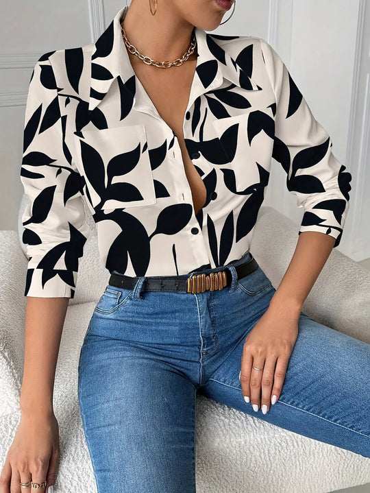 Women'S Elegant Blouse - Classic Collar Button-Front Shirt, All-Season Office & Everyday Blouse in /, Non-See-Through Fabric for Women, Versatile Clothing, Professional Attire, Working Women MedSurgery Store For Digital Health