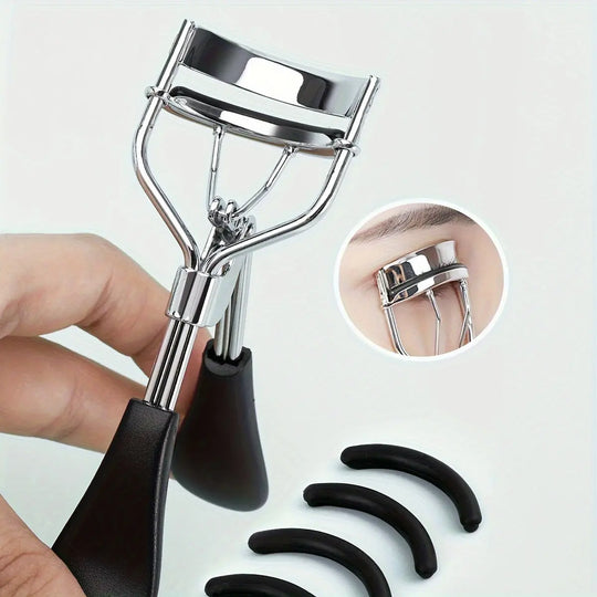 1 Portable Eyelash Curler with 15 Silicone Pads, Stainless Steel Curved Handle Eyelash Curler, Curl and Shape, No Damage to Eyelashes, Eyelash Lifting, Big Eyes, Suitable for Women's Eyelashes MedSurgery Store For Digital Health