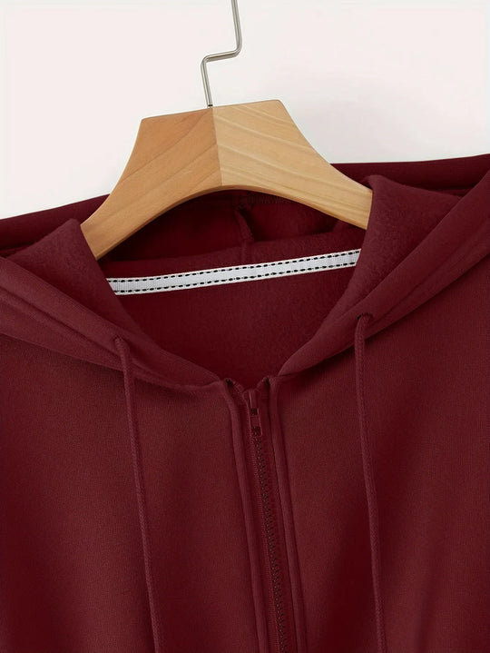 Women'S Casual Hooded Zip-Up Sweatshirt - Long Sleeve, Solid Color, Front Pockets, Regular Fit, Casual Chic Style for Fall/Winter, Casual Wear | Hooded Sweatshirt | Zippered Closure, Sweater Hoodie MedSurgery Store For Digital Health