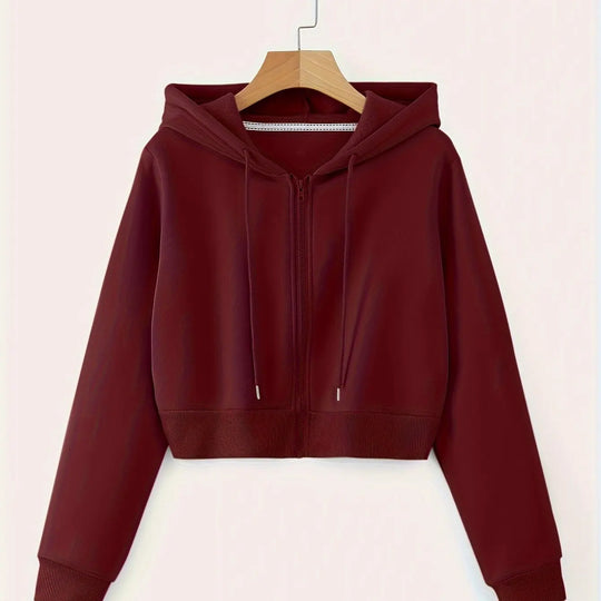 Women'S Casual Hooded Zip-Up Sweatshirt - Long Sleeve, Solid Color, Front Pockets, Regular Fit, Casual Chic Style for Fall/Winter, Casual Wear | Hooded Sweatshirt | Zippered Closure, Sweater Hoodie MedSurgery Store For Digital Health