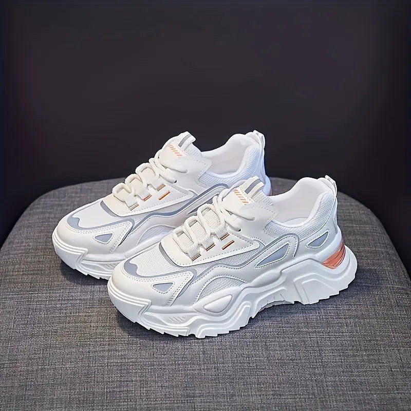 Women's Breathable Mesh Platform Sneakers, Casual Lace Up Outdoor Shoes, Comfortable Low Top Running Shoes MedSurgery Store For Digital Health