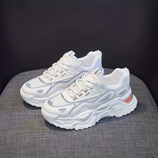 Women's Breathable Mesh Platform Sneakers, Casual Lace Up Outdoor Shoes, Comfortable Low Top Running Shoes MedSurgery Store For Digital Health