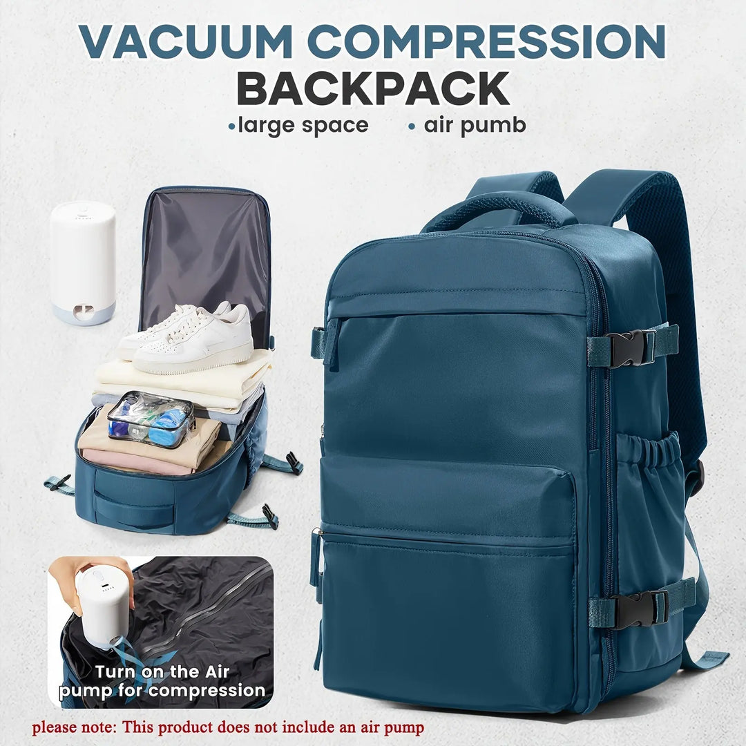 Lightweight and versatile Women's shoulder bag, vacuum backpack with multiple compartments, side elastic pockets, 3D sponge shoulder strap, long-lasting and fatigue-free, vacuumable to save space, large-capacity travel bag, s MedSurgery Store For Digital Health