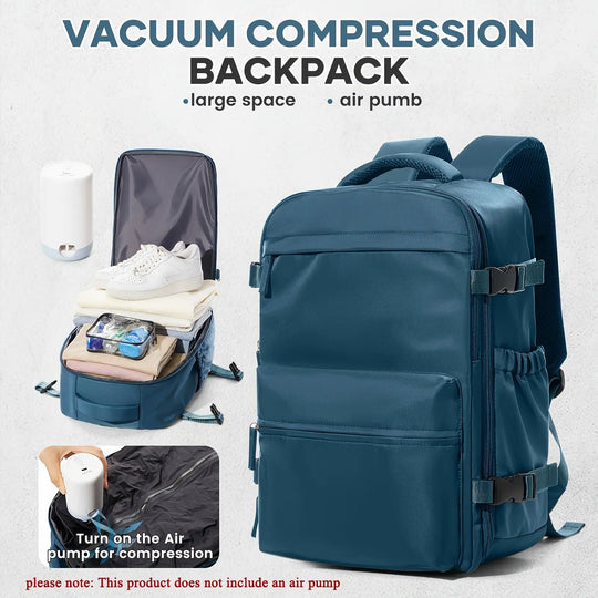 Lightweight and versatile Women's shoulder bag, vacuum backpack with multiple compartments, side elastic pockets, 3D sponge shoulder strap, long-lasting and fatigue-free, vacuumable to save space, large-capacity travel bag, s MedSurgery Store For Digital Health
