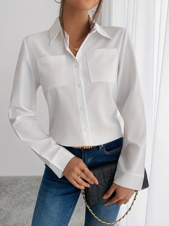 Women'S Elegant Blouse - Classic Collar Button-Front Shirt, All-Season Office & Everyday Blouse in /, Non-See-Through Fabric for Women, Versatile Clothing, Professional Attire, Working Women MedSurgery Store For Digital Health