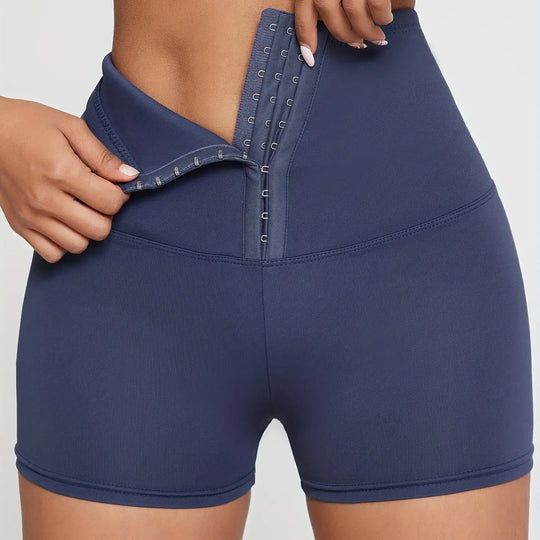 Buckles High Waist Shorts, Casual Slim Versatile Simple Shorts, Women's Clothing MedSurgery Store For Digital Health