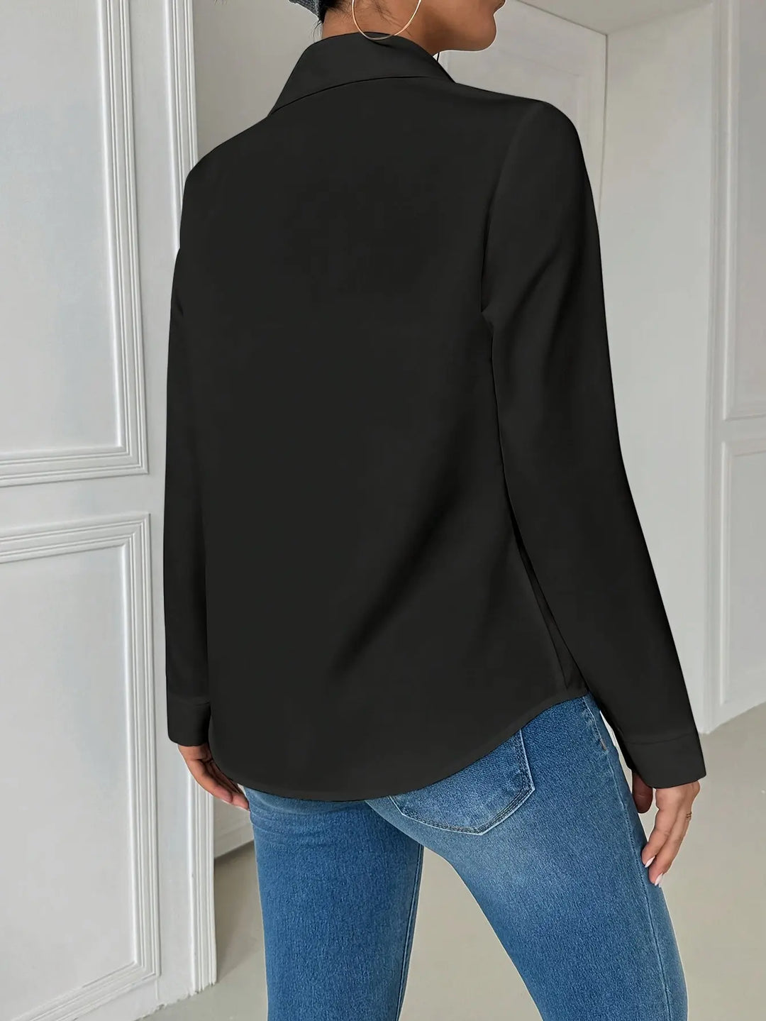 Women'S Elegant Blouse - Classic Collar Button-Front Shirt, All-Season Office & Everyday Blouse in /, Non-See-Through Fabric for Women, Versatile Clothing, Professional Attire, Working Women MedSurgery Store For Digital Health