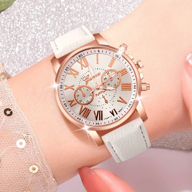3pcs Elegant Roman Quartz Women's Watches - Fashionable Round Dial with Faux Leather Strap, Perfect Gift Idea MedSurgery Store For Digital Health