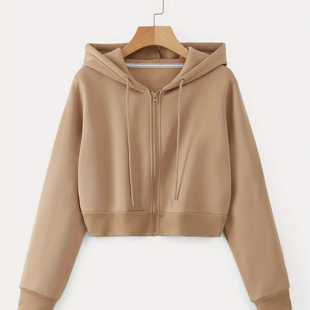 Women'S Casual Hooded Zip-Up Sweatshirt - Long Sleeve, Solid Color, Front Pockets, Regular Fit, Casual Chic Style for Fall/Winter, Casual Wear | Hooded Sweatshirt | Zippered Closure, Sweater Hoodie MedSurgery Store For Digital Health