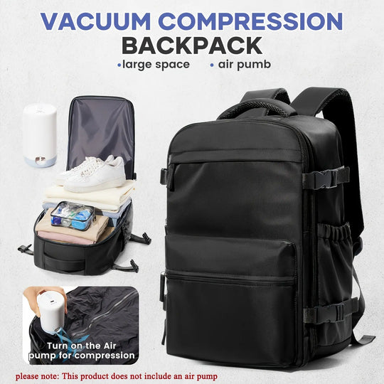 Lightweight and versatile Women's shoulder bag, vacuum backpack with multiple compartments, side elastic pockets, 3D sponge shoulder strap, long-lasting and fatigue-free, vacuumable to save space, large-capacity travel bag, s MedSurgery Store For Digital Health
