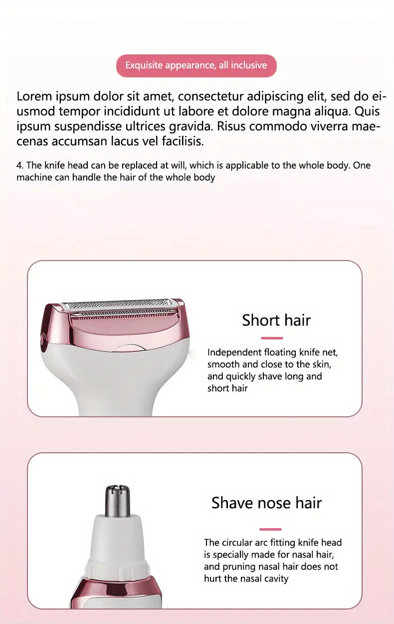 4in 1 Women's Electric Hair Remover/Women's Multi-Function Electric Hair Remover Set/Women's Bikini Trimmer/USB Rechargeable/Hair Remover for Eyebrows, Nose, Face, Legs, / Portable, Gentle, Women's Gift, Mother's Day Gift MedSurgery Store For Digital Health