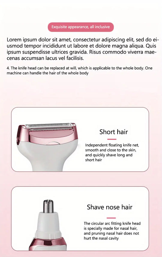 4in 1 Women's Electric Hair Remover/Women's Multi-Function Electric Hair Remover Set/Women's Bikini Trimmer/USB Rechargeable/Hair Remover for Eyebrows, Nose, Face, Legs, / Portable, Gentle, Women's Gift, Mother's Day Gift MedSurgery Store For Digital Health