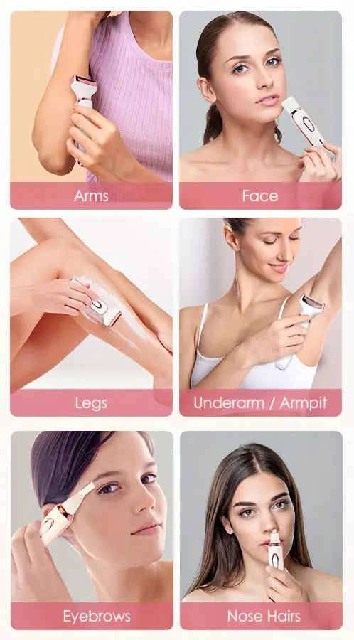 4in 1 Women's Electric Hair Remover/Women's Multi-Function Electric Hair Remover Set/Women's Bikini Trimmer/USB Rechargeable/Hair Remover for Eyebrows, Nose, Face, Legs, / Portable, Gentle, Women's Gift, Mother's Day Gift MedSurgery Store For Digital Health