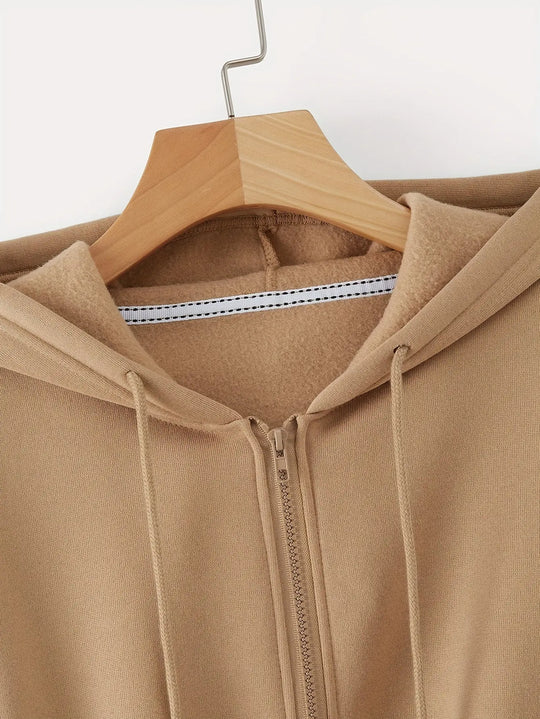 Women'S Casual Hooded Zip-Up Sweatshirt - Long Sleeve, Solid Color, Front Pockets, Regular Fit, Casual Chic Style for Fall/Winter, Casual Wear | Hooded Sweatshirt | Zippered Closure, Sweater Hoodie MedSurgery Store For Digital Health