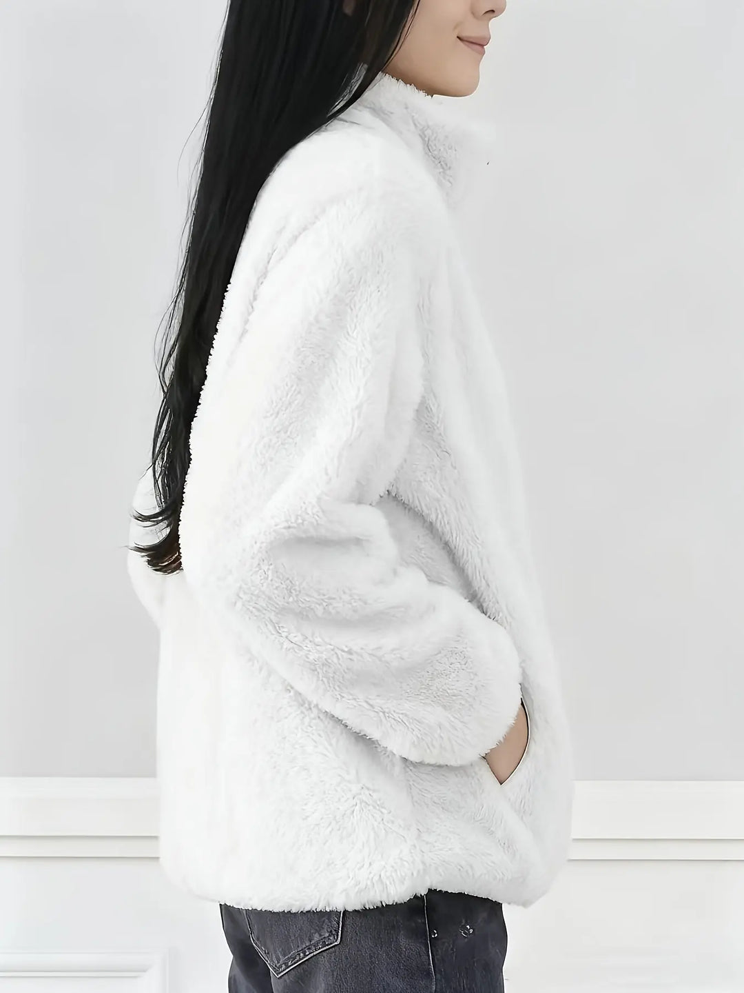 Women'S Light Fleece Jacket - Cozy Winter Coat with Stand-Up Collar, Zipper Closure, Long Sleeve Casual Outerwear for Cold Weather, & Color Block Design, Casual Outerwear|Cozy Winter Jacket, Ladies Winter Coats MedSurgery Store For Digital Health