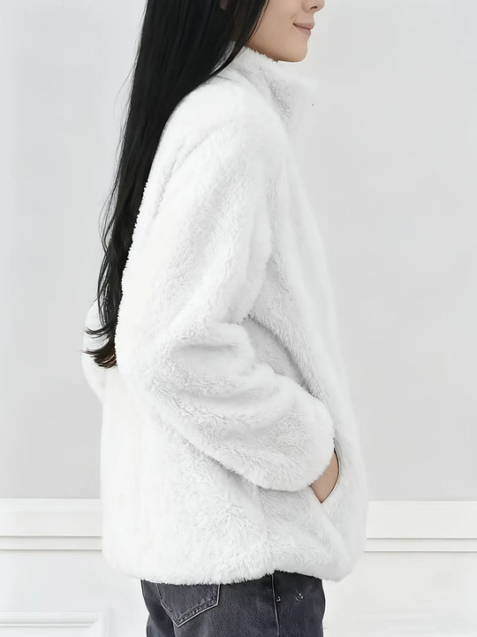 Women'S Light Fleece Jacket - Cozy Winter Coat with Stand-Up Collar, Zipper Closure, Long Sleeve Casual Outerwear for Cold Weather, & Color Block Design, Casual Outerwear|Cozy Winter Jacket, Ladies Winter Coats MedSurgery Store For Digital Health