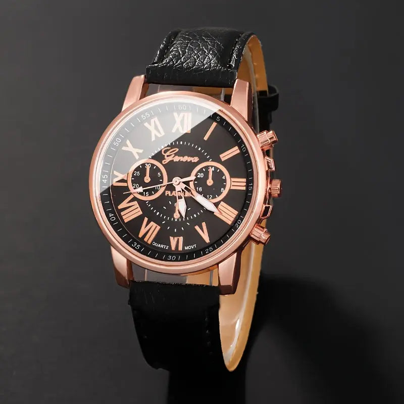 3pcs Elegant Roman Quartz Women's Watches - Fashionable Round Dial with Faux Leather Strap, Perfect Gift Idea MedSurgery Store For Digital Health