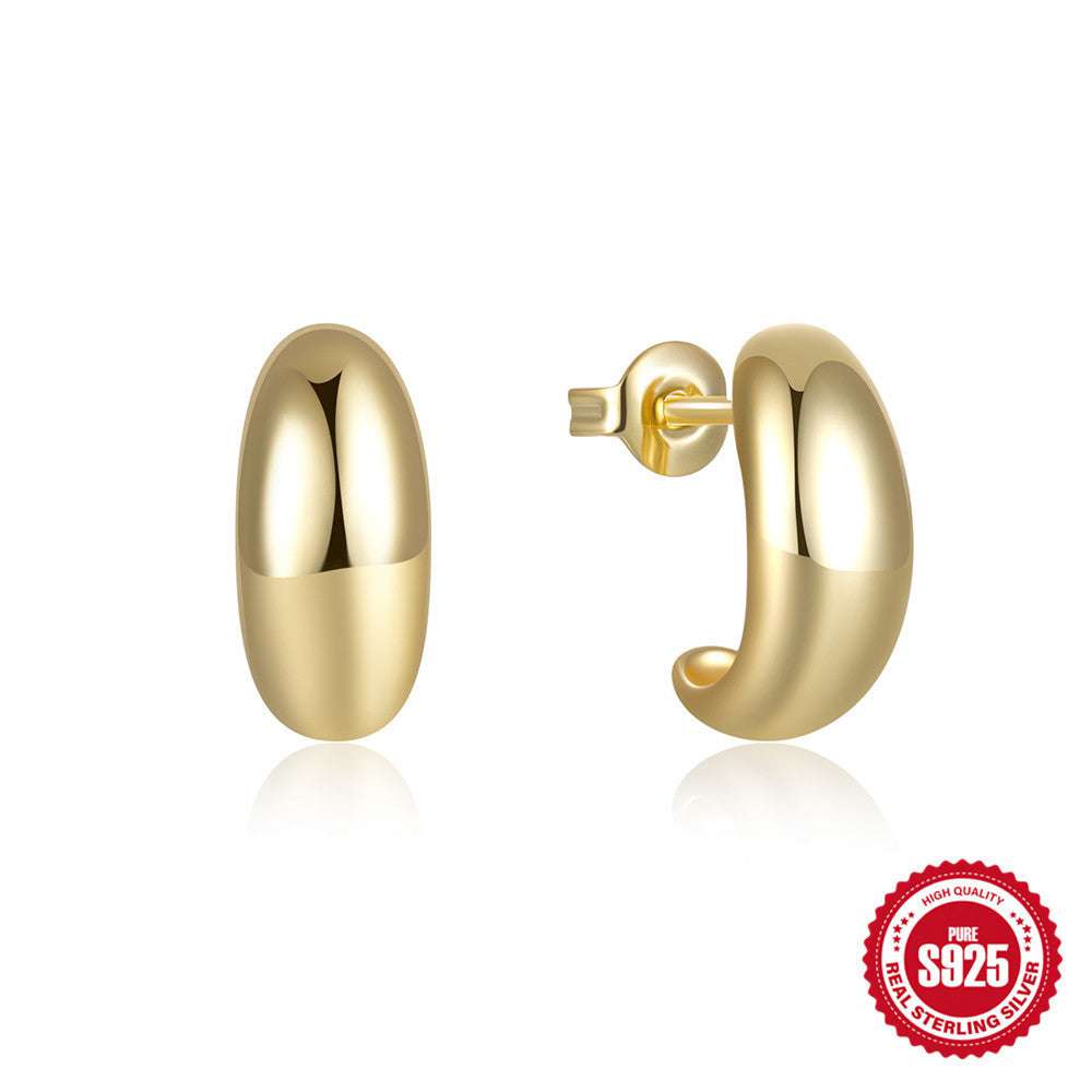 925 Sterling Silver C - Shaped Glossy Metal Earring Ringstud EarringApparel & AccessoriesCJdropshippingMedSurgery Store For Digital HealthCJST245134802BYGold1pairs925 Sterling Silver C - Shaped Glossy Metal Earring Ringstud Earring