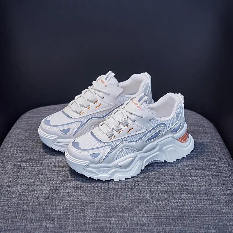 Women's Breathable Mesh Platform Sneakers, Casual Lace Up Outdoor Shoes, Comfortable Low Top Running Shoes MedSurgery Store For Digital Health