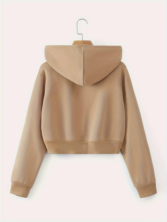 Women'S Casual Hooded Zip-Up Sweatshirt - Long Sleeve, Solid Color, Front Pockets, Regular Fit, Casual Chic Style for Fall/Winter, Casual Wear | Hooded Sweatshirt | Zippered Closure, Sweater Hoodie MedSurgery Store For Digital Health