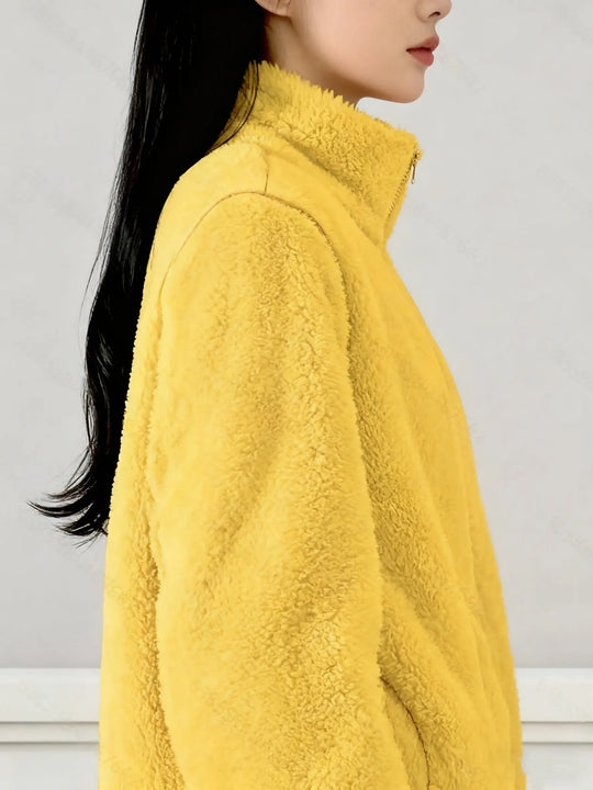 Women'S Light Fleece Jacket - Cozy Winter Coat with Stand-Up Collar, Zipper Closure, Long Sleeve Casual Outerwear for Cold Weather, & Color Block Design, Casual Outerwear|Cozy Winter Jacket, Ladies Winter Coats MedSurgery Store For Digital Health