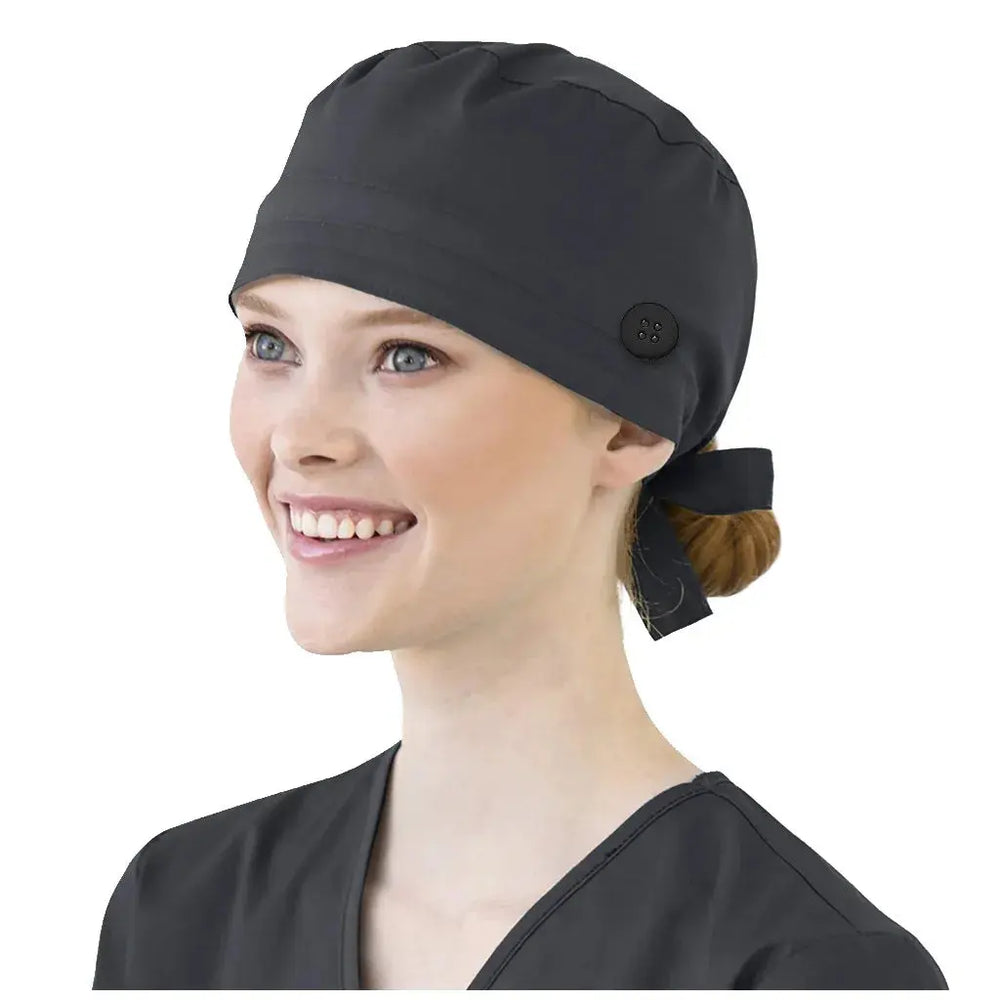Gorros de Color sólido con botón para el cuidado de mascotas, gorros de trabajo para agencia, gorros de trabajo de belleza, Gorro de enfermería para laboratorio CJdropshipping
