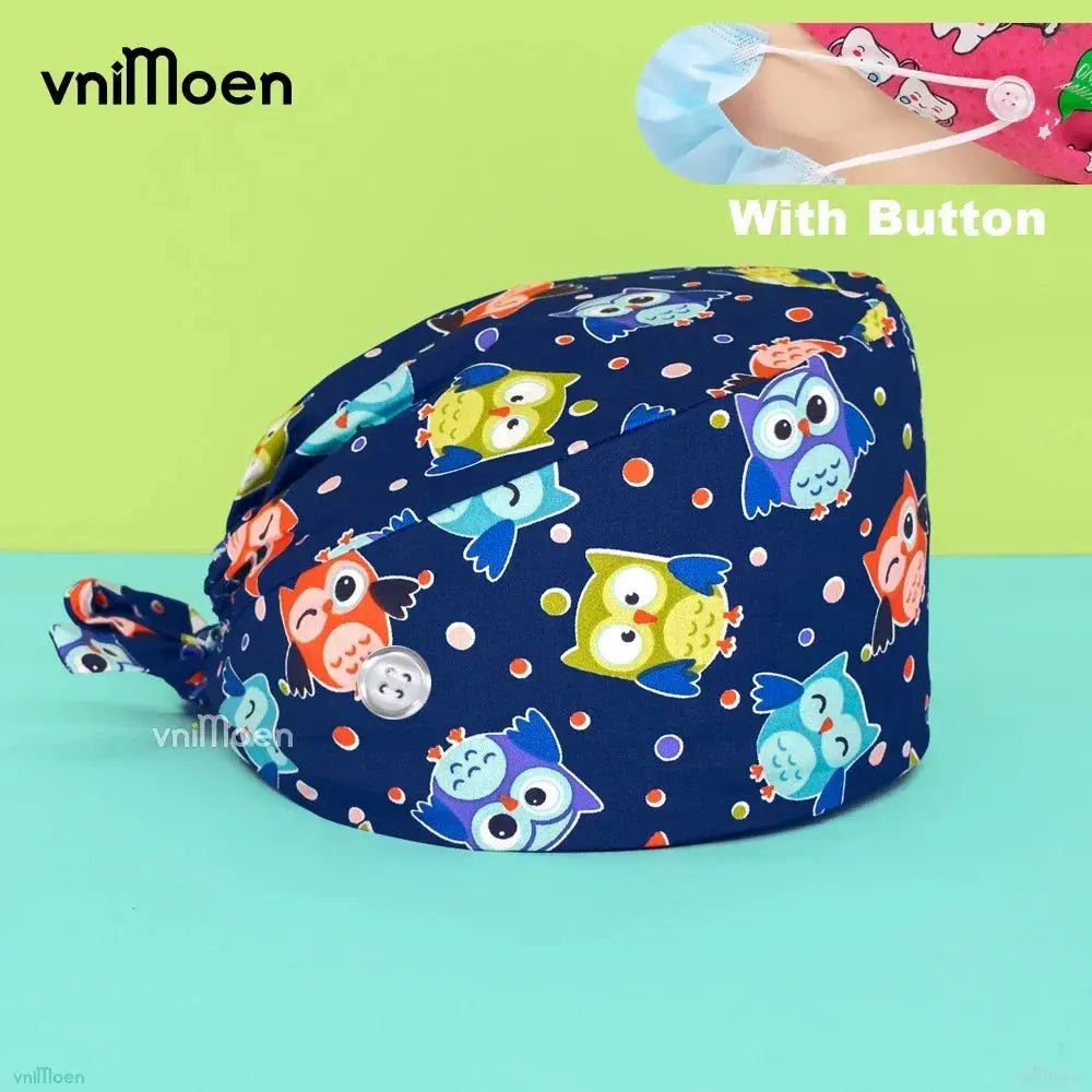 Gorros quirúrgicos médicos para gatos, gorro sanitario Bouffant Floral con banda para el sudor, estampado de dibujos animados, gorros de enfermería MedSurgery Store For Digital Health