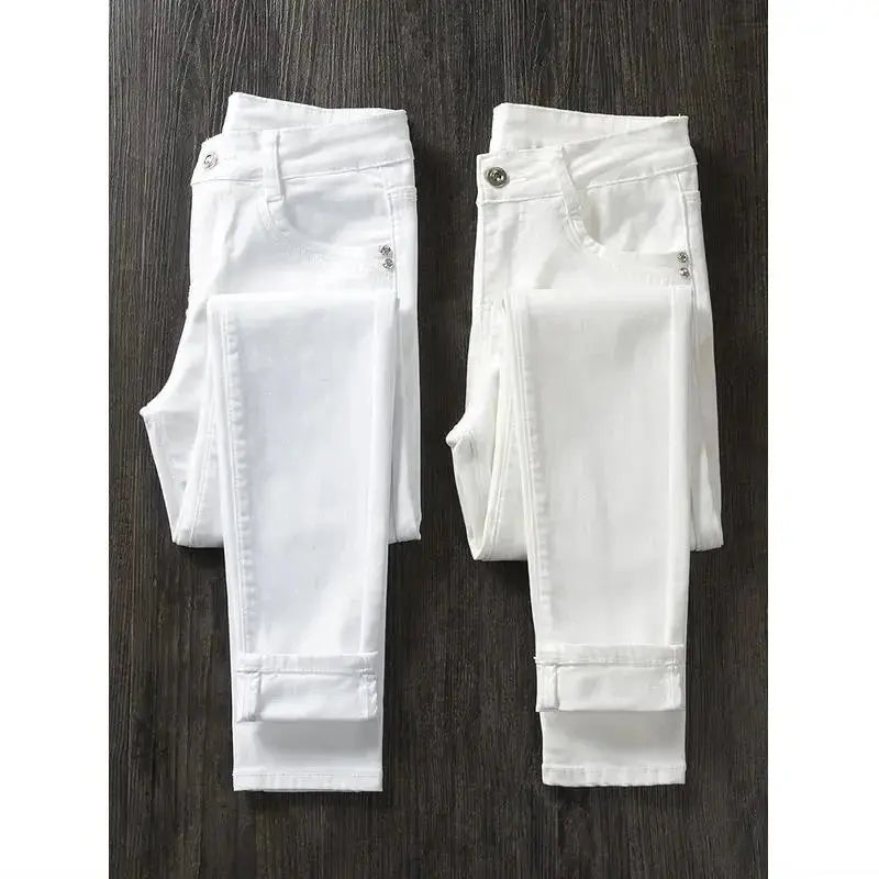 Pantalones pitillo blancos para mujer, Vaqueros largos ajustados de cintura alta, elásticos, a la moda, primavera, verano y otoño, 2022 MedSurgery Store For Digital Health