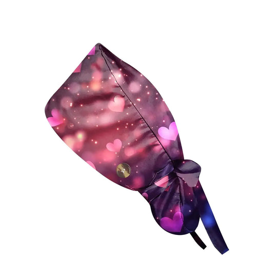 Gorro quirúrgico a prueba de polvo con botón, gorro de trabajo con estampado romántico a la moda, gorro informal con cola de caballo para mujer, gorros de enfermería ajustables MedSurgery Store For Digital Health