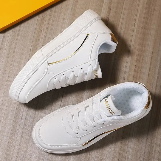 Zapatos blancos para mujer, zapatos planos informales de pizarra blanca con cordones, zapatillas para caminar de cuero PU, suela gruesa, moda de lujo para actividades al aire libre MedSurgery Store For Digital Health