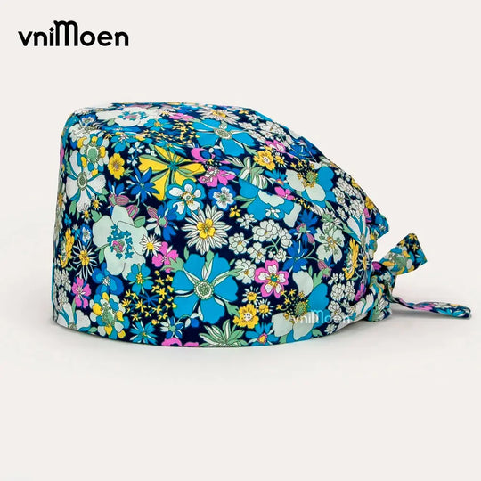 Vnimoen-gorro quirúrgico ajustable Unisex, gorra de enfermera con estampado, serie Azul, precio al por mayor MedSurgery Store For Digital Health