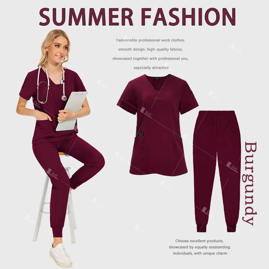 Venta al por mayor de uniformes médicos, traje para correr, conjunto de gomas para médico y enfermera, ropa de trabajo quirúrgica para Hospital, trajes multicolores para mujer