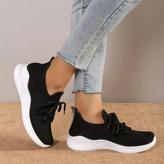 Zapatillas de deporte de Mujer a la moda con cordones de malla transpirable para caminar al aire libre zapatos blancos pequeños punta redonda antideslizante suela gruesa zapato de tenis Mujer MedSurgery Store For Digital Health