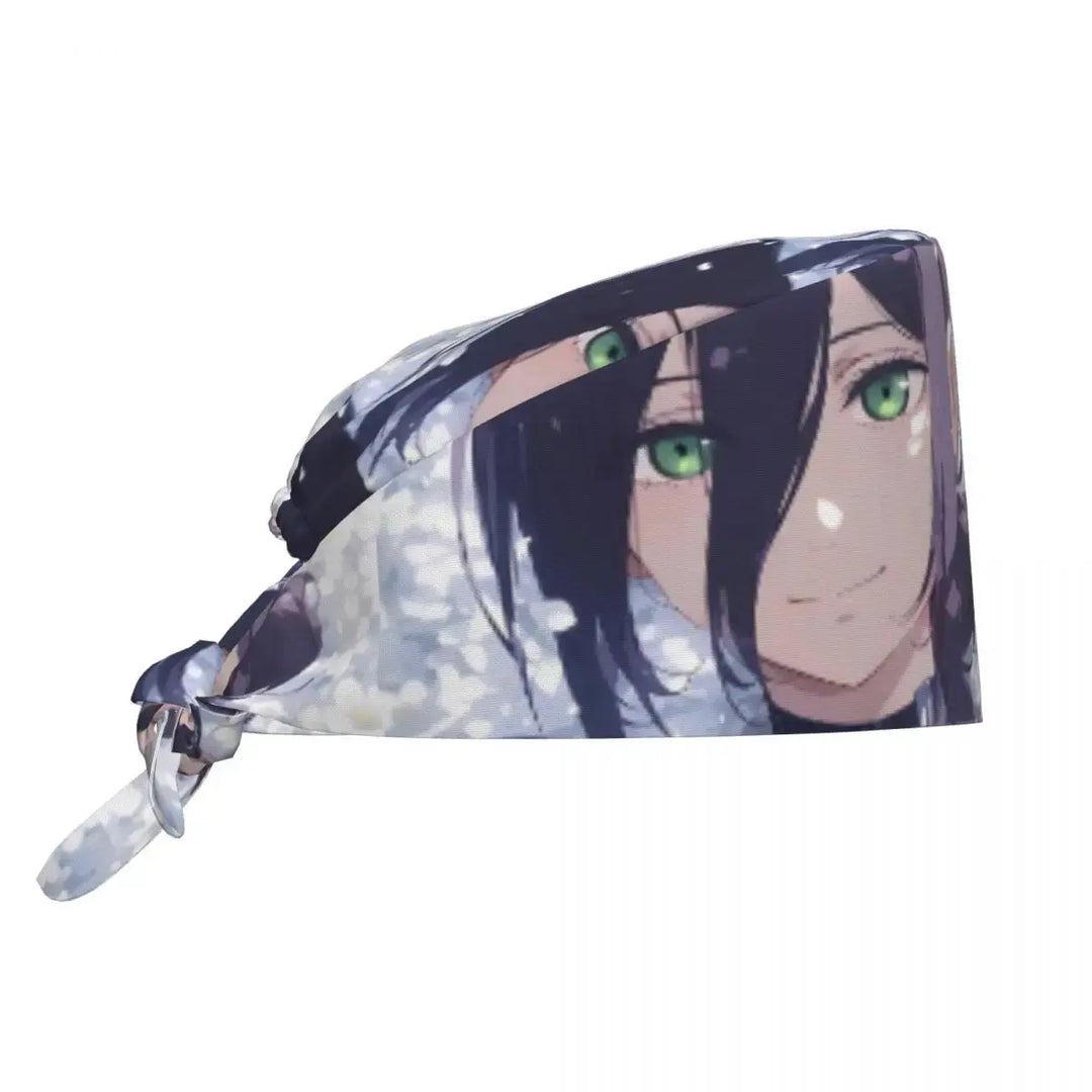 Primer plano estampado anime colores vivos.