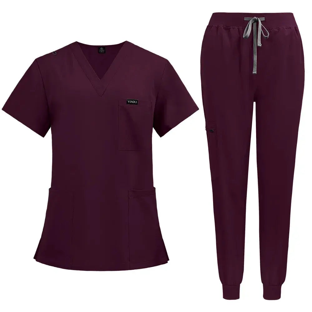 Uniforme Médico Mujer Manga Corta - Scrubs Enfermera Cómodos y Protectores para Hospital, Aislamiento y Cuidado de la Piel (94% Poliéster + 6% Spandex) CJdropshipping
