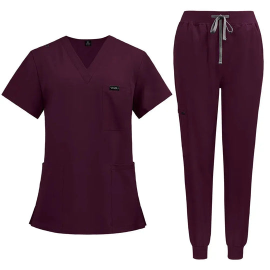 Uniforme Médico Mujer Manga Corta - Scrubs Enfermera Cómodos y Protectores para Hospital, Aislamiento y Cuidado de la Piel (94% Poliéster + 6% Spandex) CJdropshipping