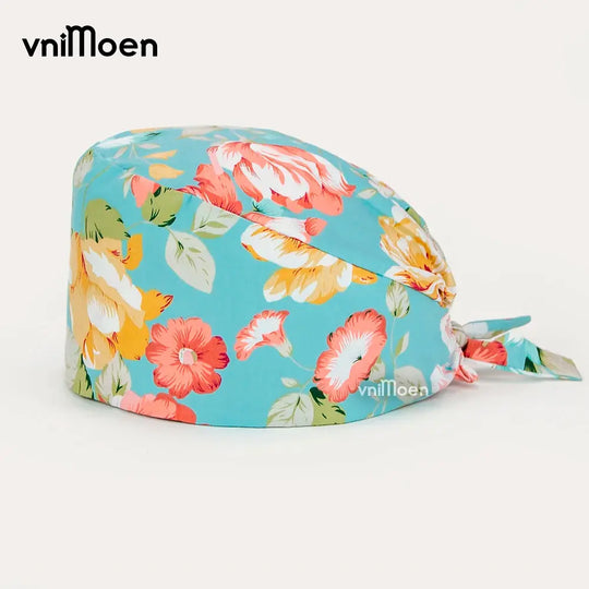 Vnimoen-gorro quirúrgico ajustable Unisex, gorra de enfermera con estampado, serie Azul, precio al por mayor MedSurgery Store For Digital Health