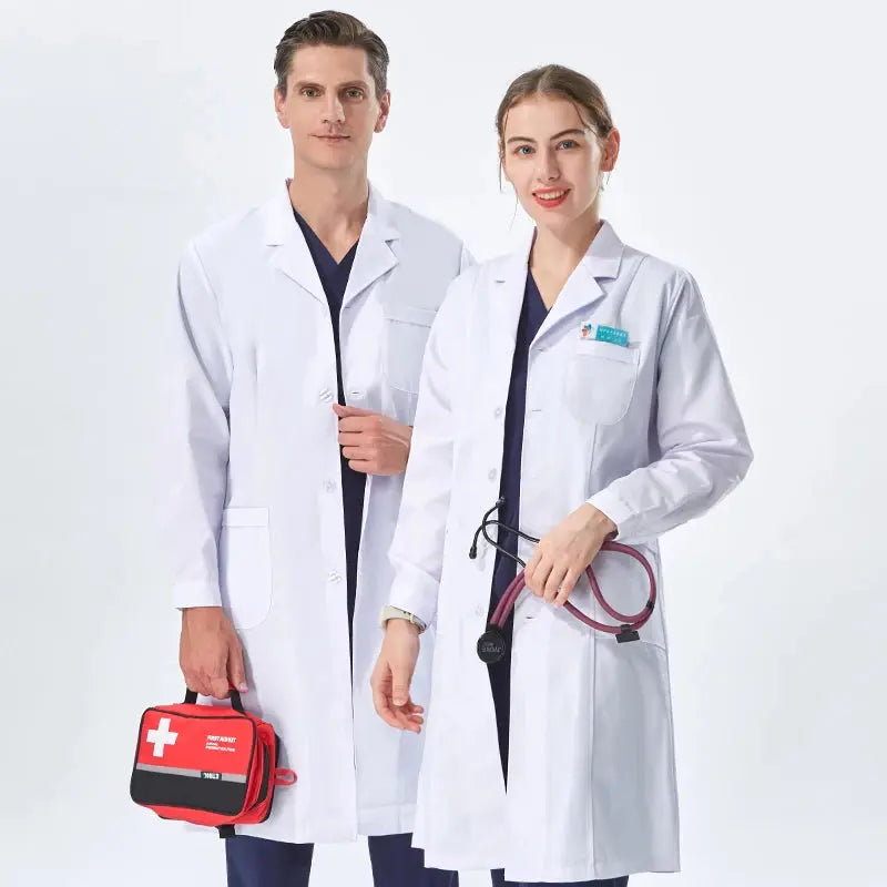 Bata de laboratorio blanca barata para mujeres, hombres, estudiantes, química, profesionales de atención médica, enfermera, manga larga, bata de trabajo para médico XK002 MedSurgery Store For Digital Health