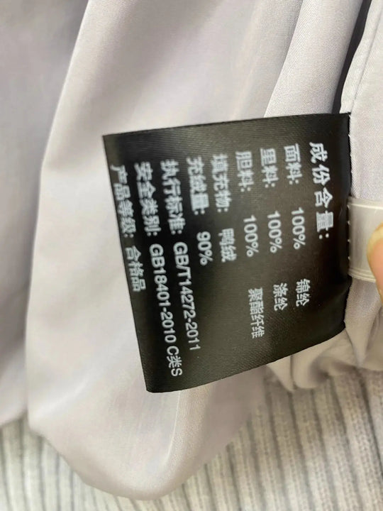 Chaqueta de plumón cálida blanca para mujer, abrigos cortos de manga empalmada tejidos con cuello informal a la moda de invierno, abrigo de plumón de pato blanco de alta calidad MedSurgery Store For Digital Health