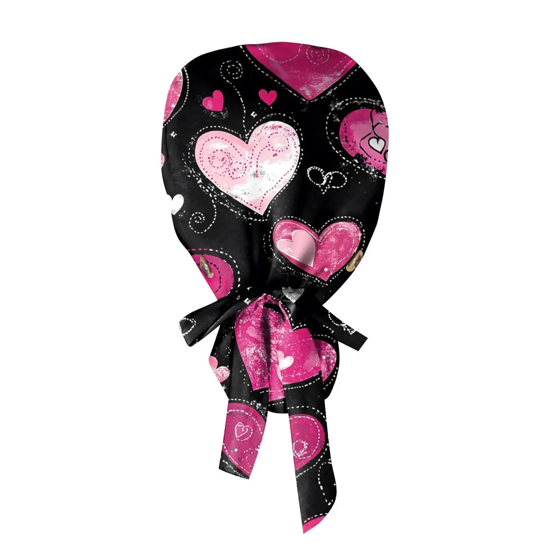 Gorro quirúrgico a prueba de polvo con botón, gorro de trabajo con estampado romántico a la moda, gorro informal con cola de caballo para mujer, gorros de enfermería ajustables MedSurgery Store For Digital Health