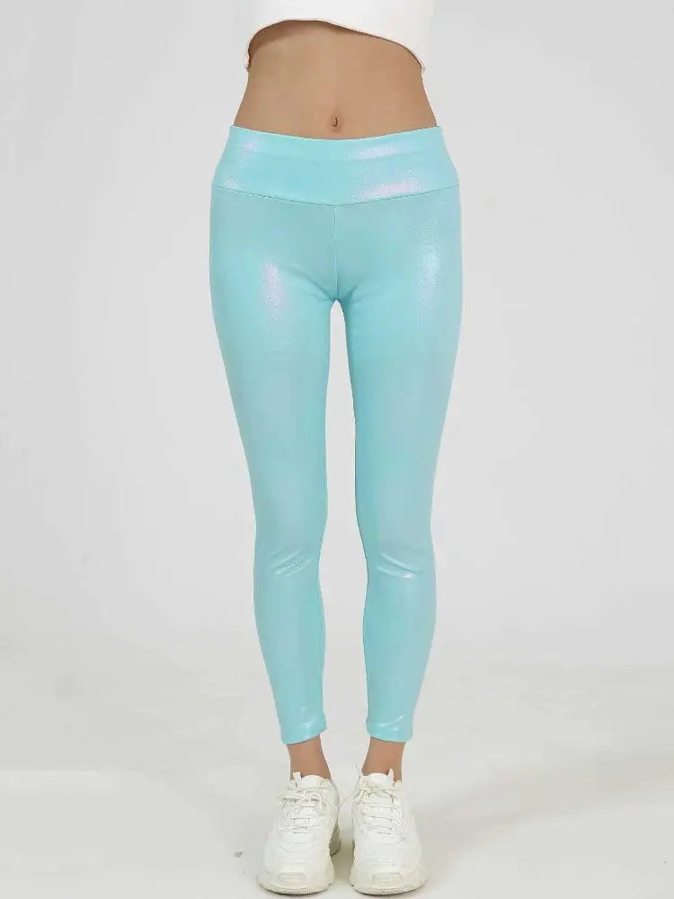 Mallas deportivas de cuero brillante para mujer, pantalones de Yoga sexys de cintura alta, Push Up, entrenamiento físico, ropa deportiva MedSurgery Store For Digital Health