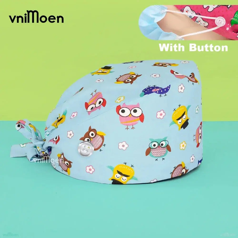 Gorros quirúrgicos médicos para gatos, gorro sanitario Bouffant Floral con banda para el sudor, estampado de dibujos animados, gorros de enfermería MedSurgery Store For Digital Health