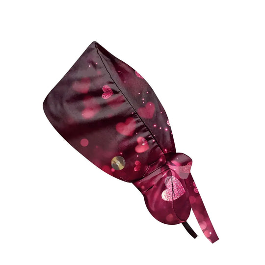 Gorro quirúrgico a prueba de polvo con botón, gorro de trabajo con estampado romántico a la moda, gorro informal con cola de caballo para mujer, gorros de enfermería ajustables MedSurgery Store For Digital Health