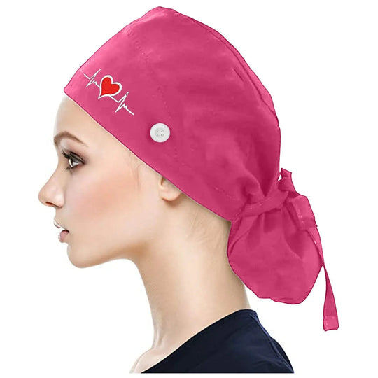 Gorros quirúrgicos ajustables, gorro de trabajo, soporte para cola de caballo, gorros de enfermería Bouffant con botones, turbante de pelo largo, sombreros para mujeres y hombres MedSurgery Store For Digital Health